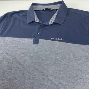 Travis‎ Mathew Mens Golf Polo Shirt XL Blue Gray Color Block Performance